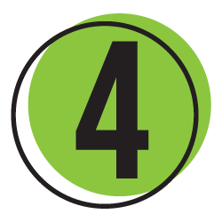 Green circle with a black number four inside