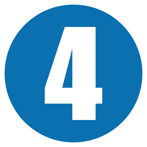 Blue circle with the number four in white text in the center.
