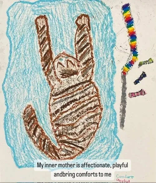 Client drawing during an inner mothering session