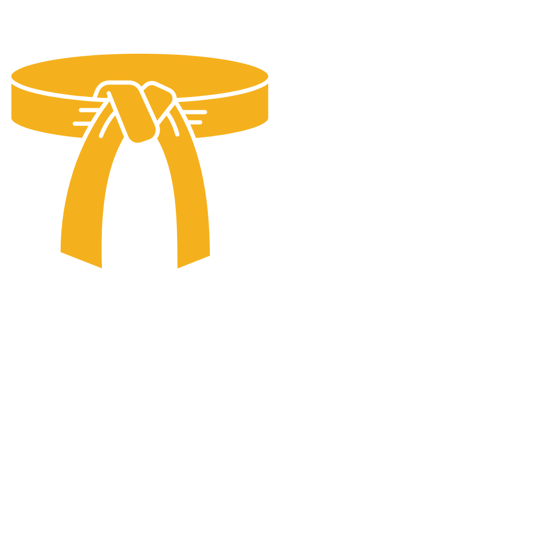 A black outline drawing of a martial arts belt tied in a knot, colored gold, with the phrase "You got this!" written next to it.