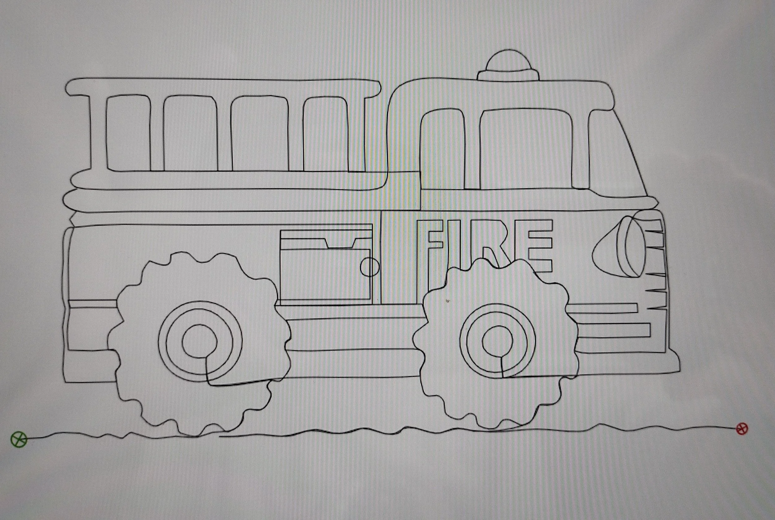 Quilting Patterns - PS Designs - Continuous Lines - Fire Engine Cont. Line