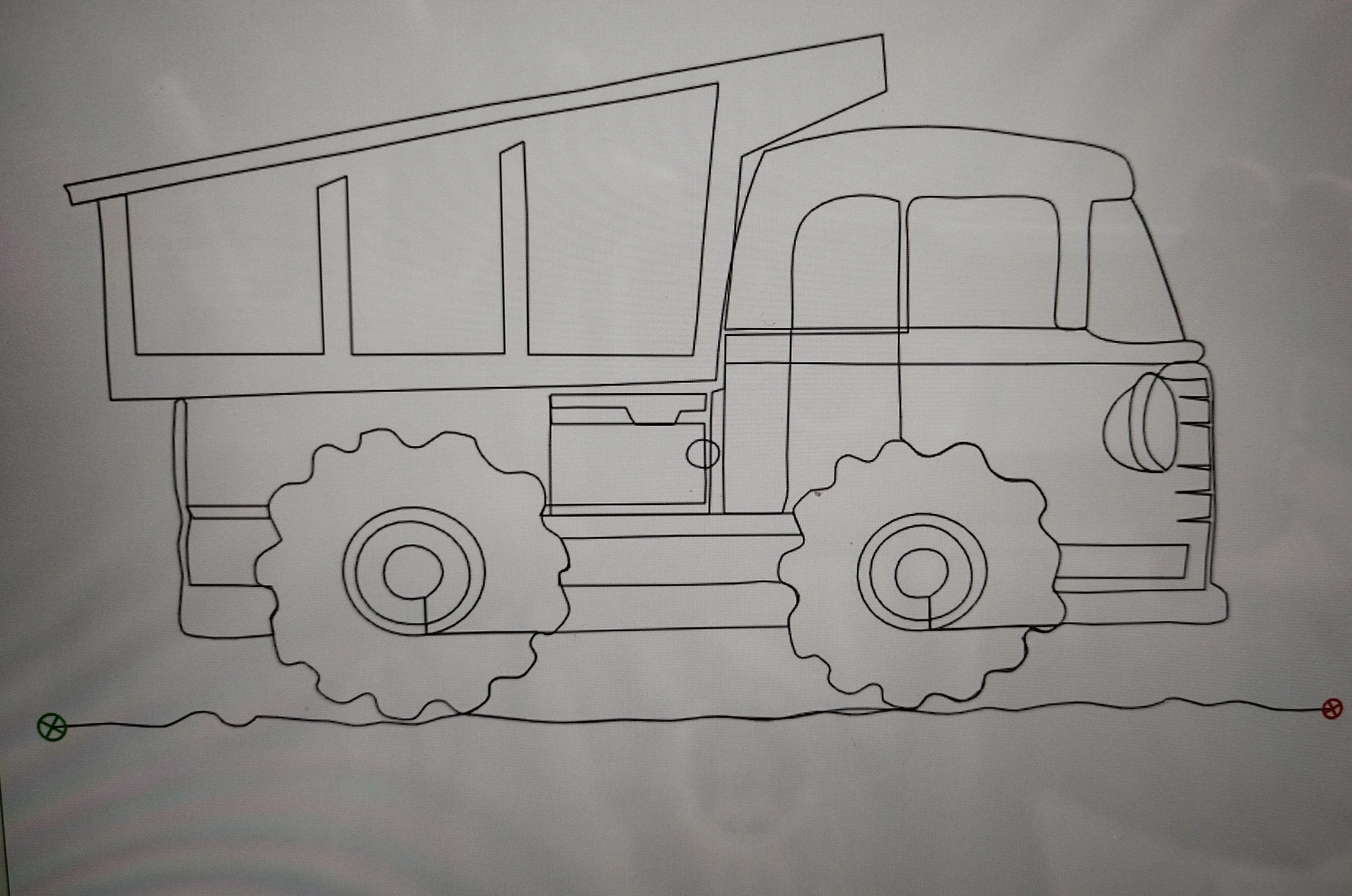 Quilting Patterns - PS Designs - Continuous Lines - Dump Truck Cont. Line