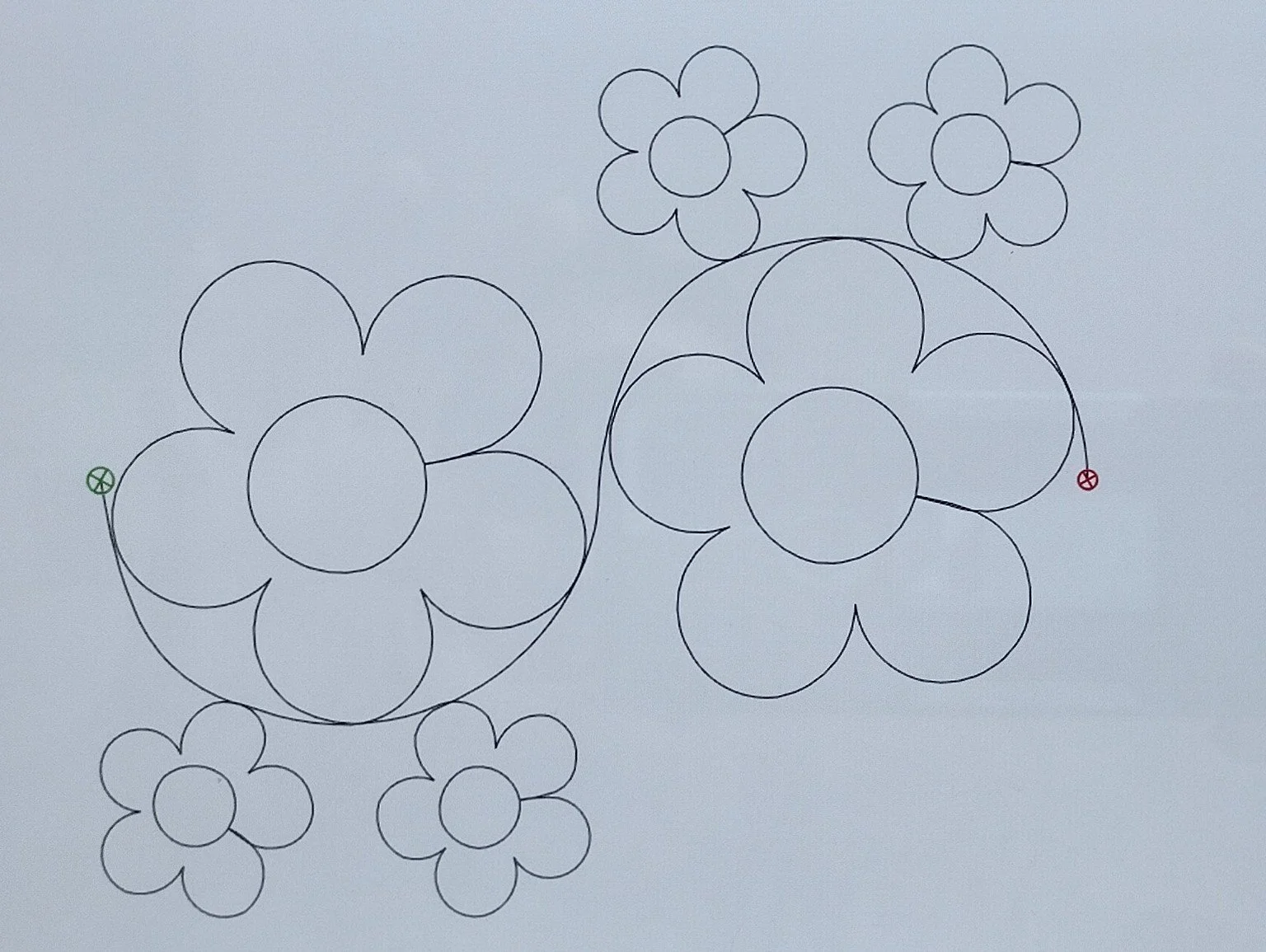 Quilting Patterns - PS Designs - Continuous Lines - Blossom Cluster