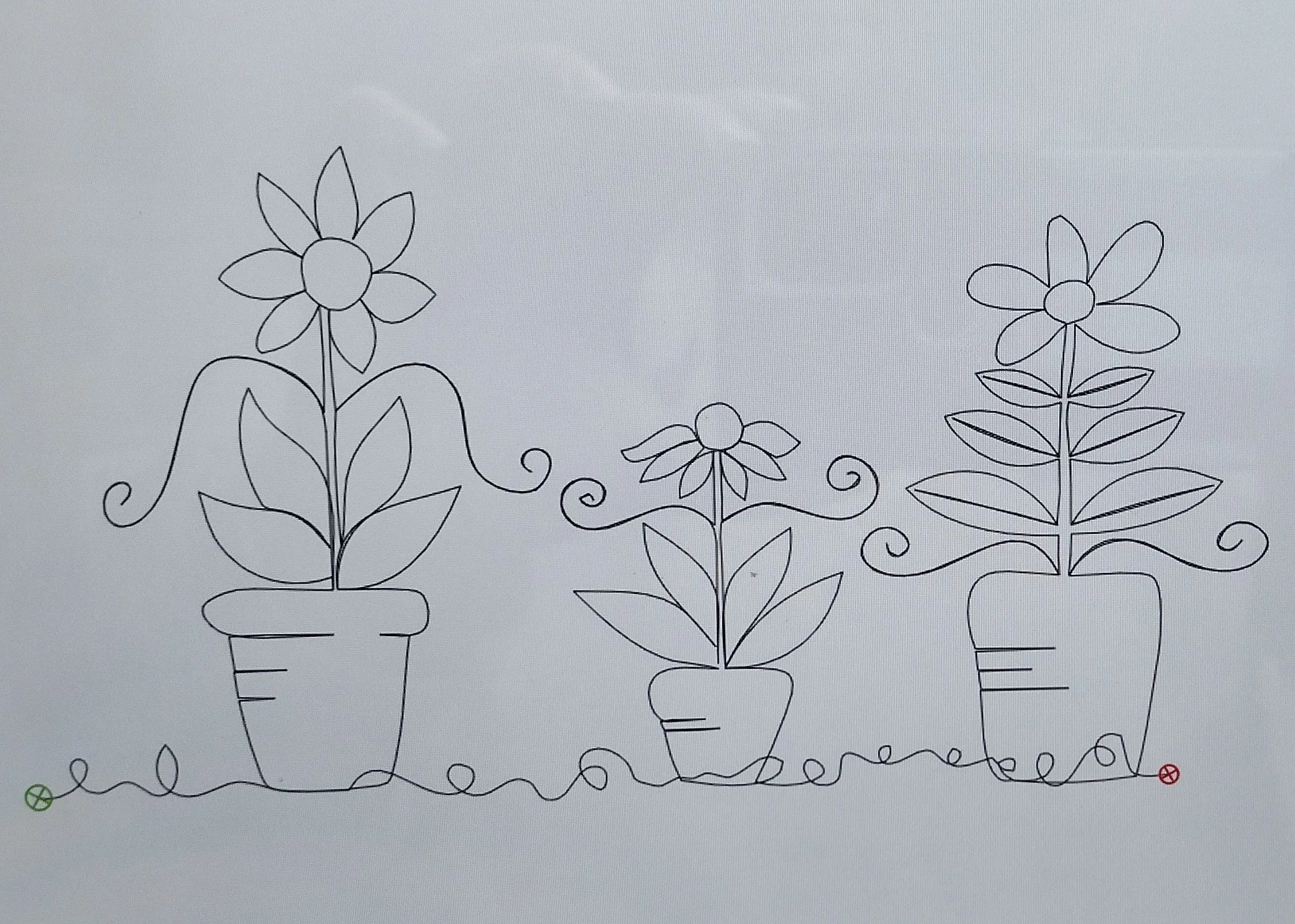 Quilting Patterns - PS Designs - Continuous Lines - Flower Pots Cont.