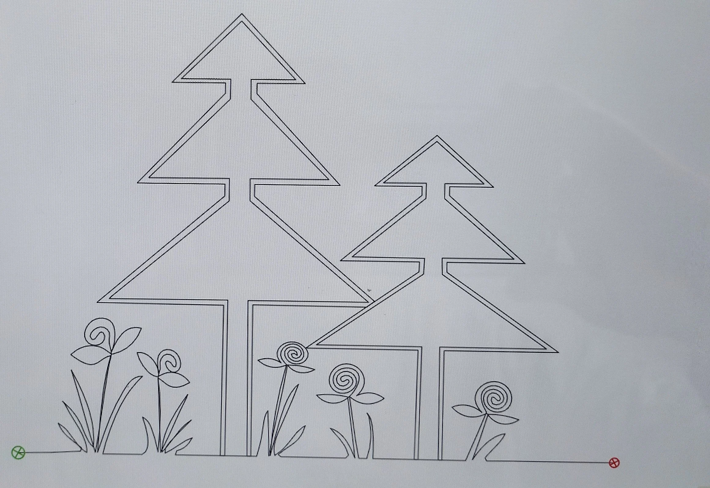 Quilting Patterns - PS Designs - Continuous Lines - Pine Trees Continuous Lines