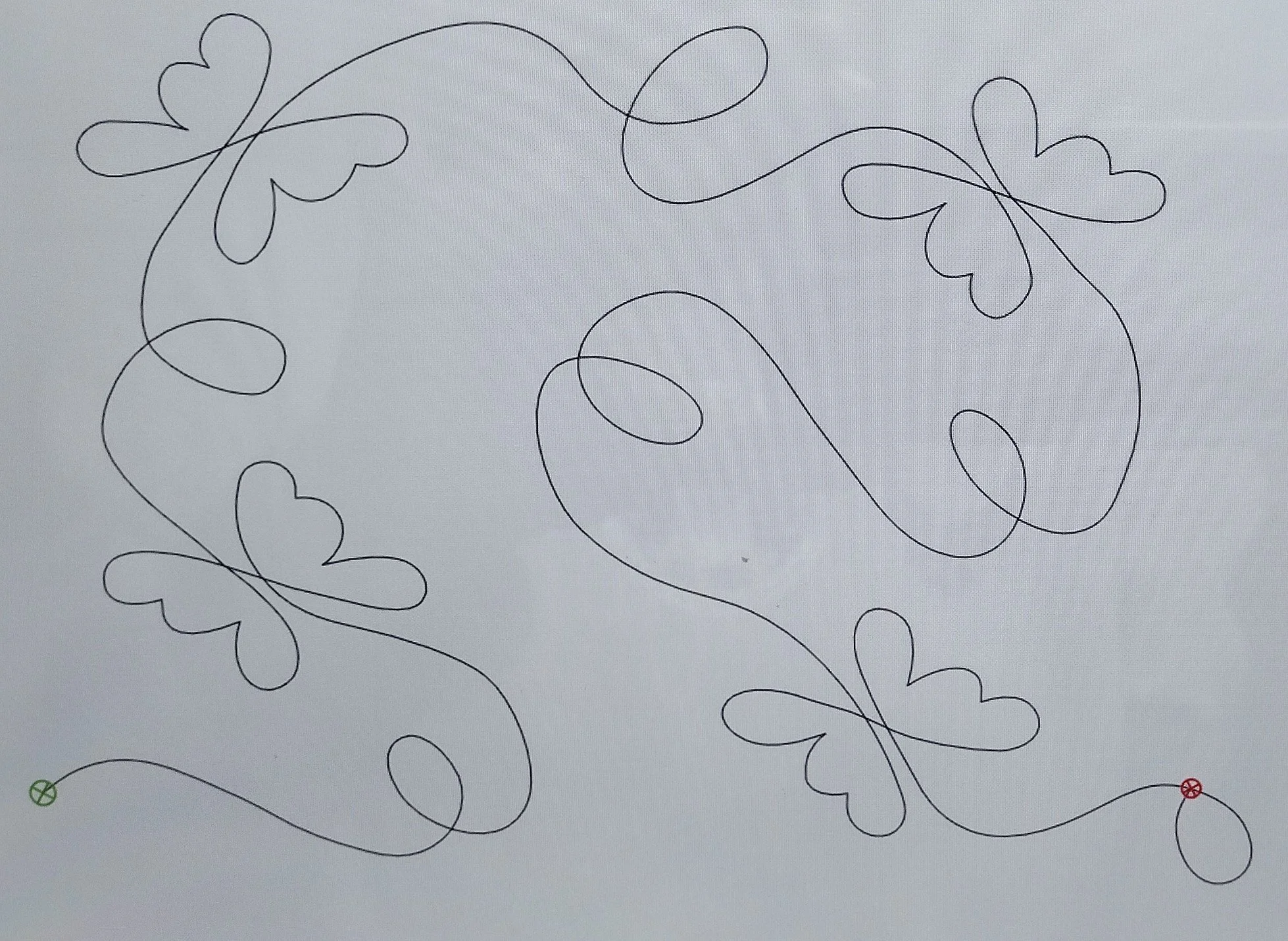 Quilting Patterns - PS Designs - Continuous Lines - Flutterbys