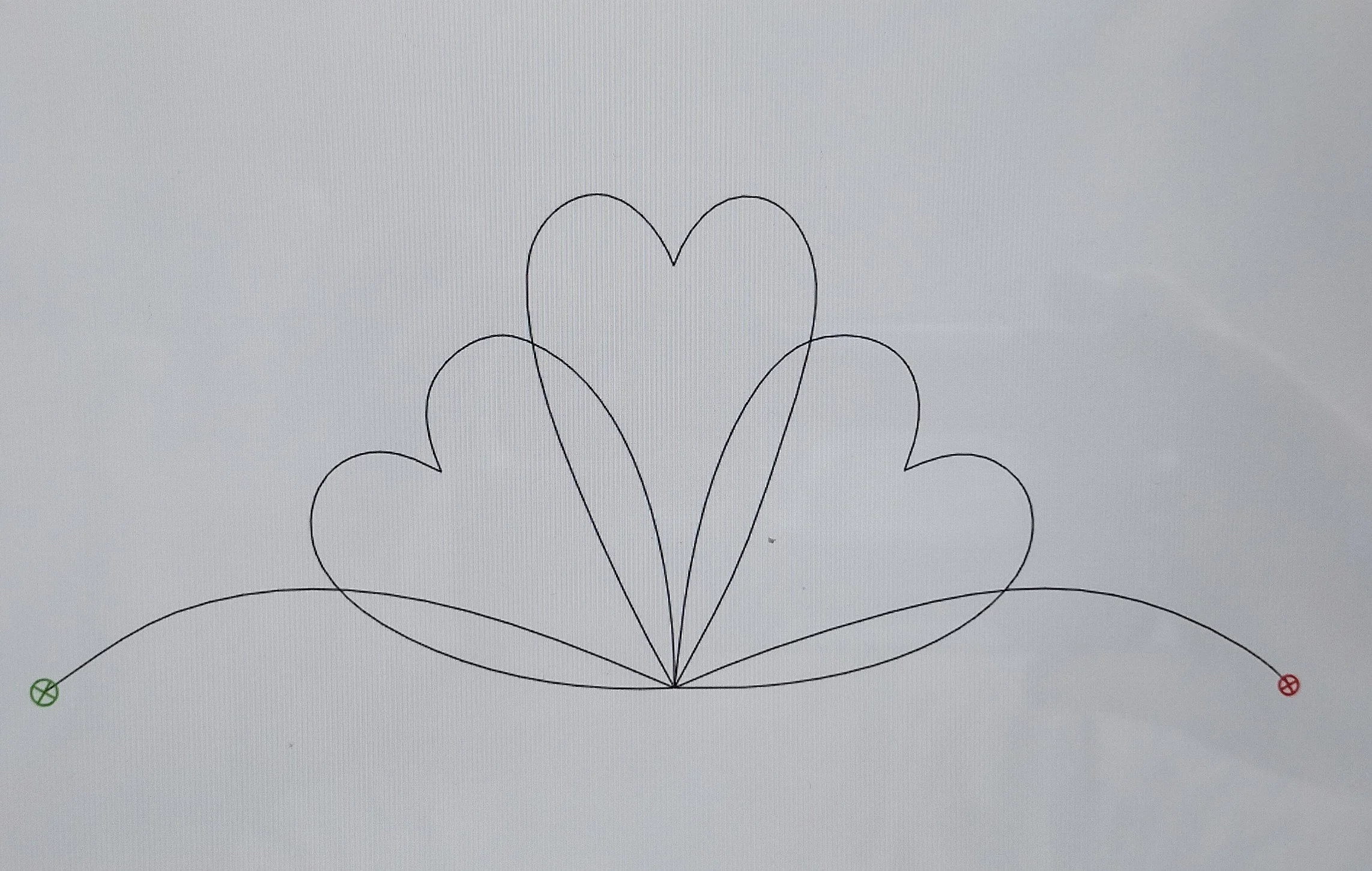 Quilting Patterns - PS Designs - Continuous Lines - Heart Trio Triangle