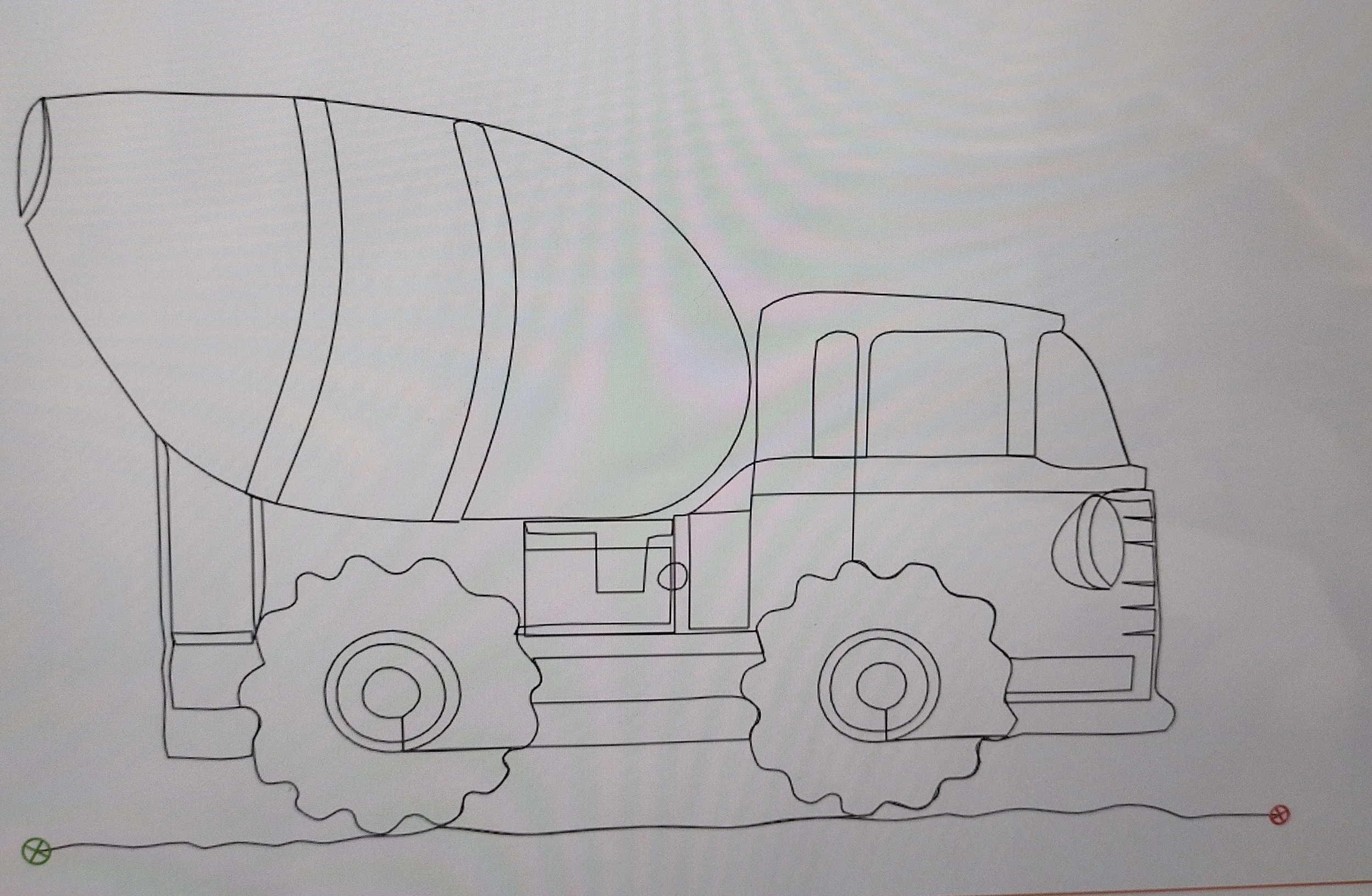 Quilting Patterns - PS Designs - Continuous Lines - Cement Truck 