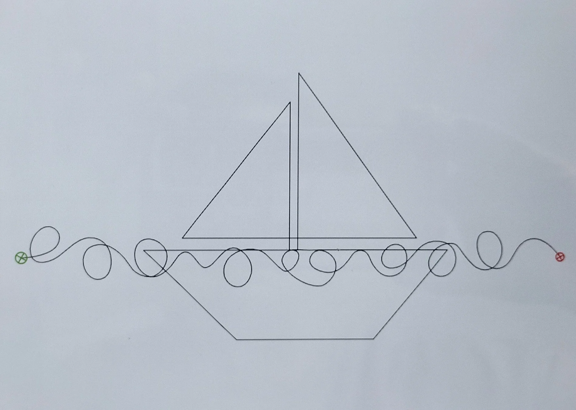 Quilting Patterns - PS Designs - Continuous Lines - Sail Boat E2E