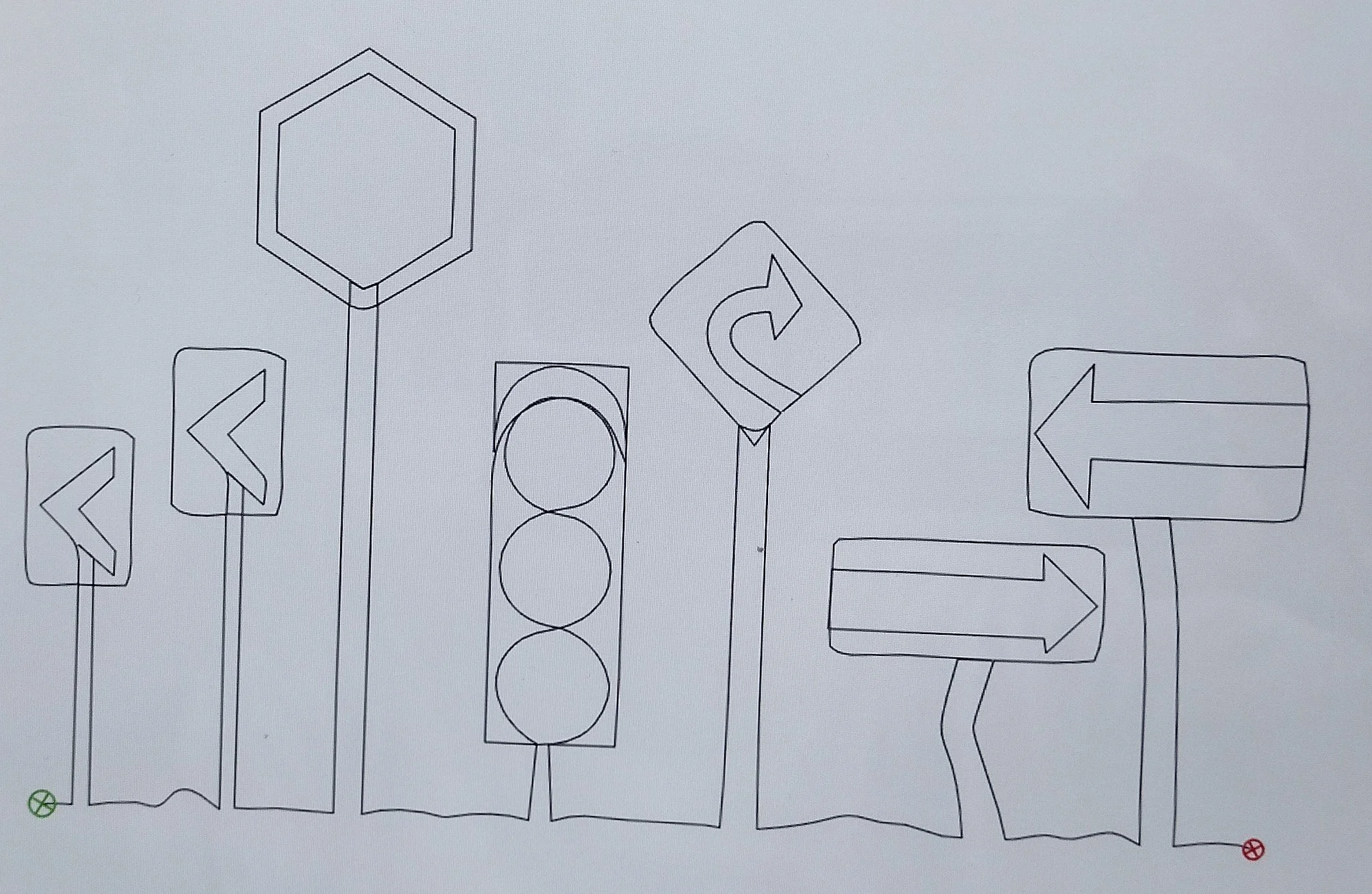 Quilting Patterns - PS Designs - Continuous Lines - Road Signs Cont. Line