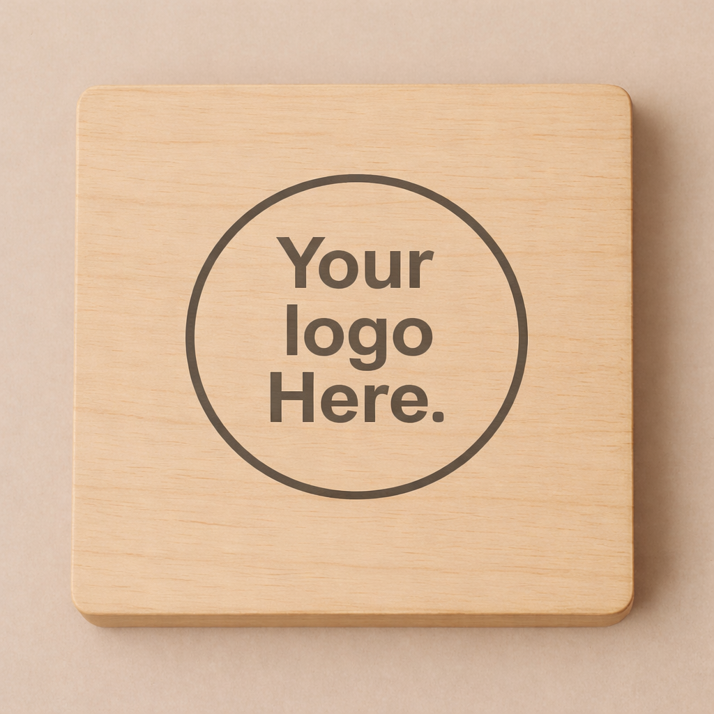 Personalized Wood Coaster – Custom Laser Engraved Square Design