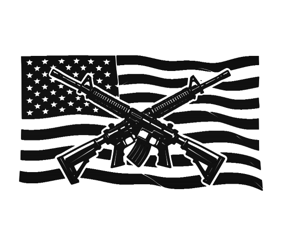 Crossed M4s Over Old Glory – Design 017