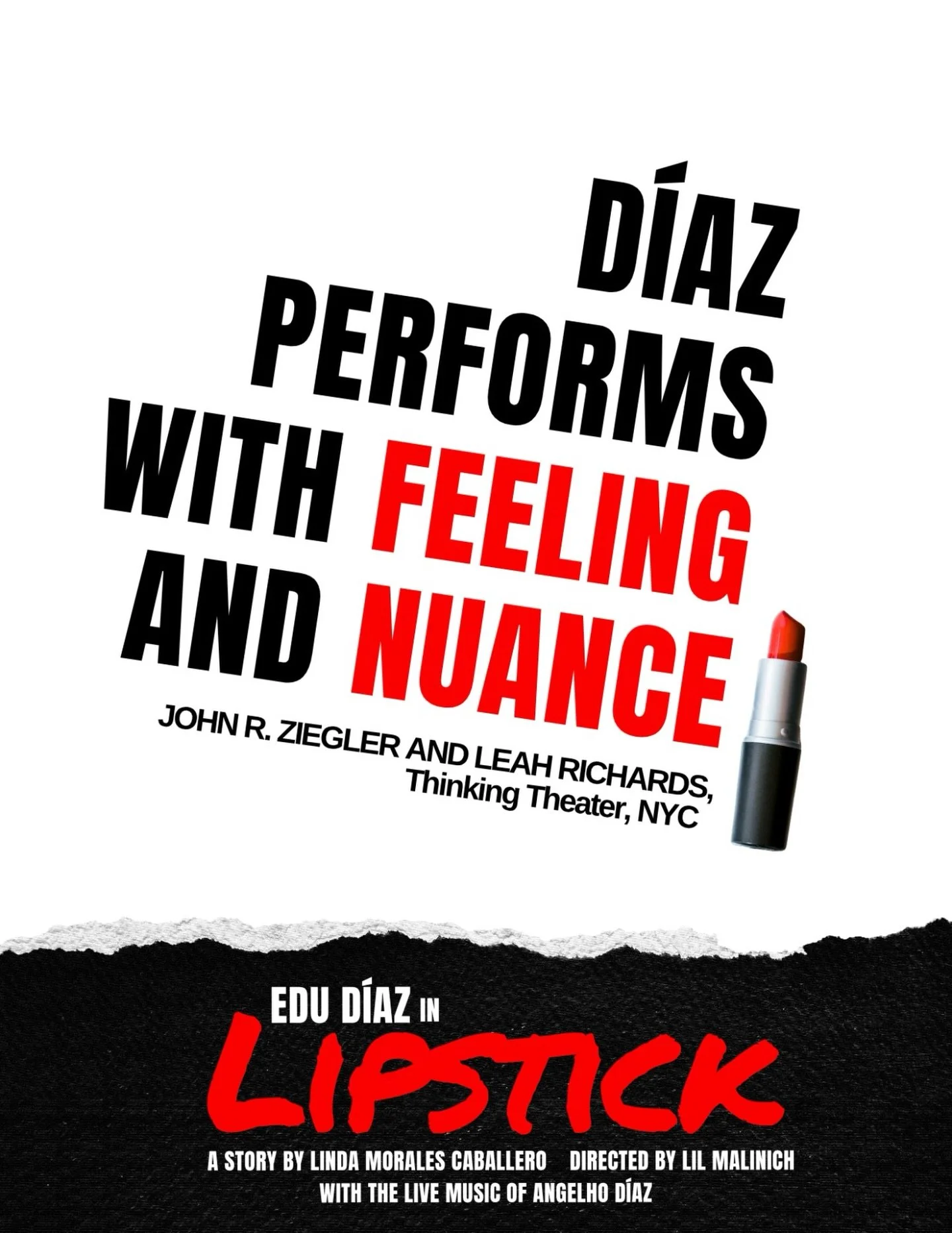 💄 Thank you, John R. Ziegler and Leah Richards (Thinking Theater NYC), for writing this awesome review of LIPSTICK.

Next week, two last chances to catch LIPSTICK at @chaintheatre: Thursday (7:55 PM) and Sunday (2 PM)

✨ Based on a story by Linda Mo