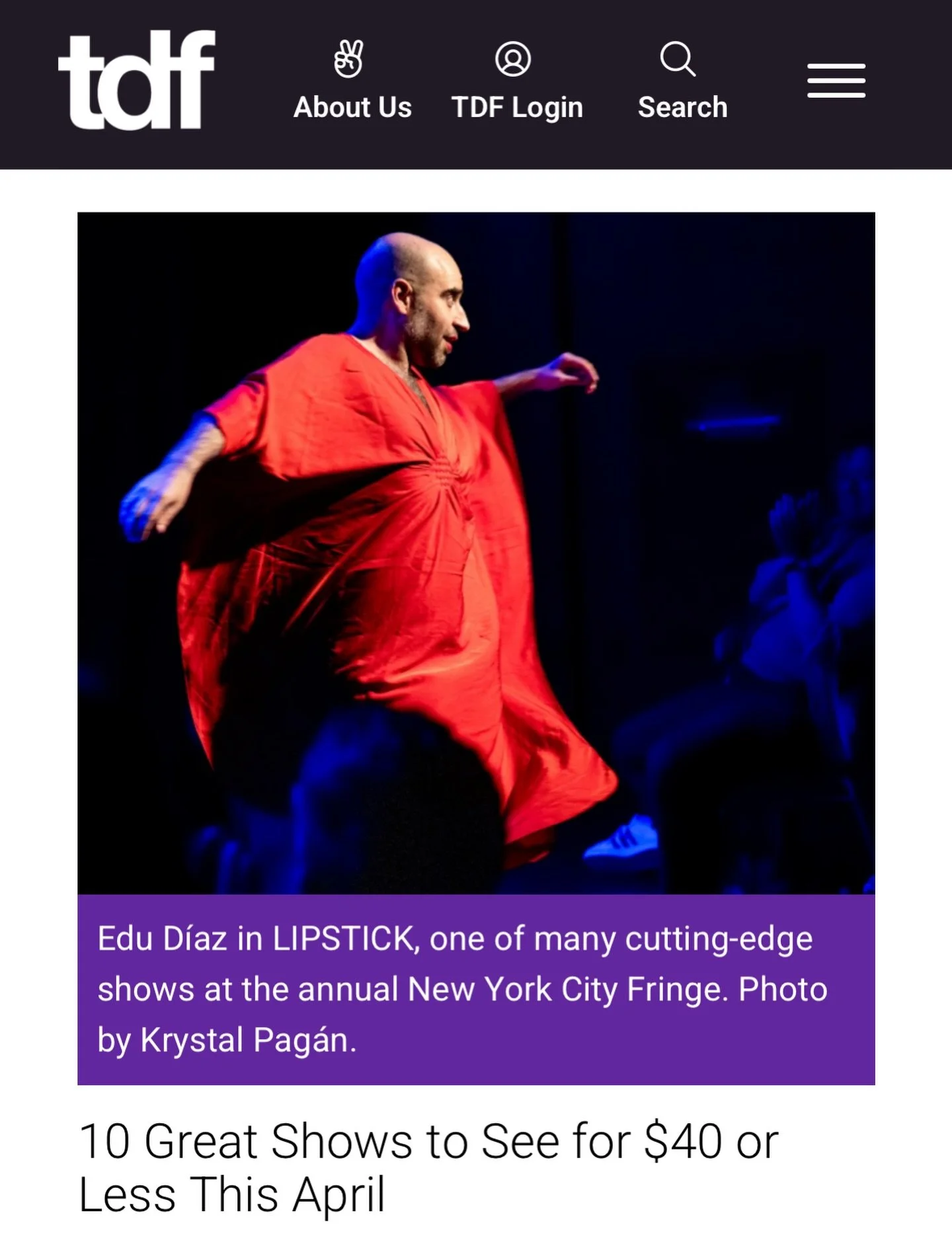 Thank you @tdfnyc for having LIPSTICK as one of the 10 great shows to see this April, within other fab ones such as Beauty Freak by my beloved @wwtnstheatre 

Last chances to catch LIPSTICK at @chaintheatre next week: Thursday (7:55 PM) and Sunday (2