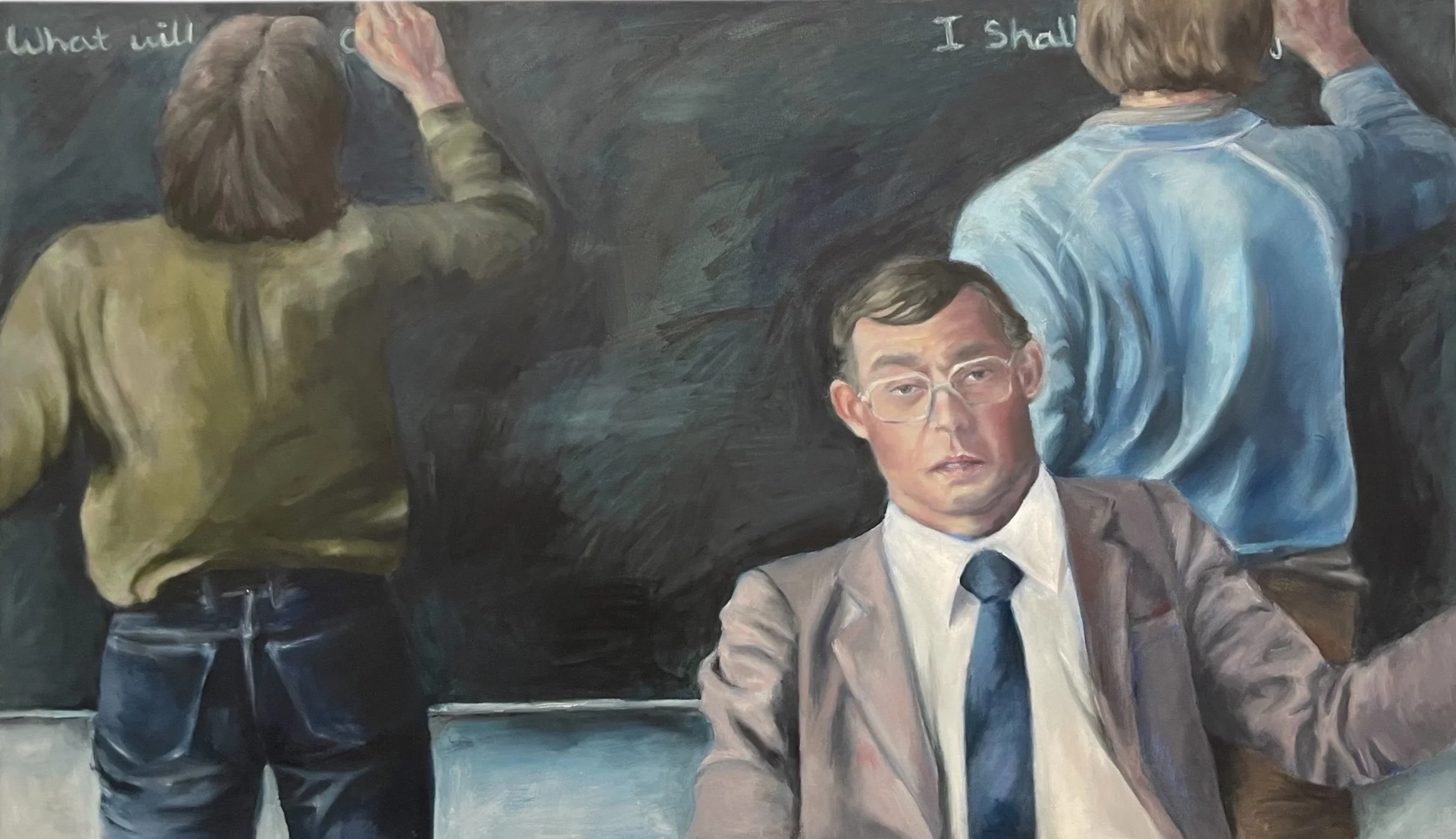 This Man is the Bad Guy in the Story. I Won't Explain the Story to You but You Already Know How it Goes,
2025,
oil on canvas, 
92 x 157 cm