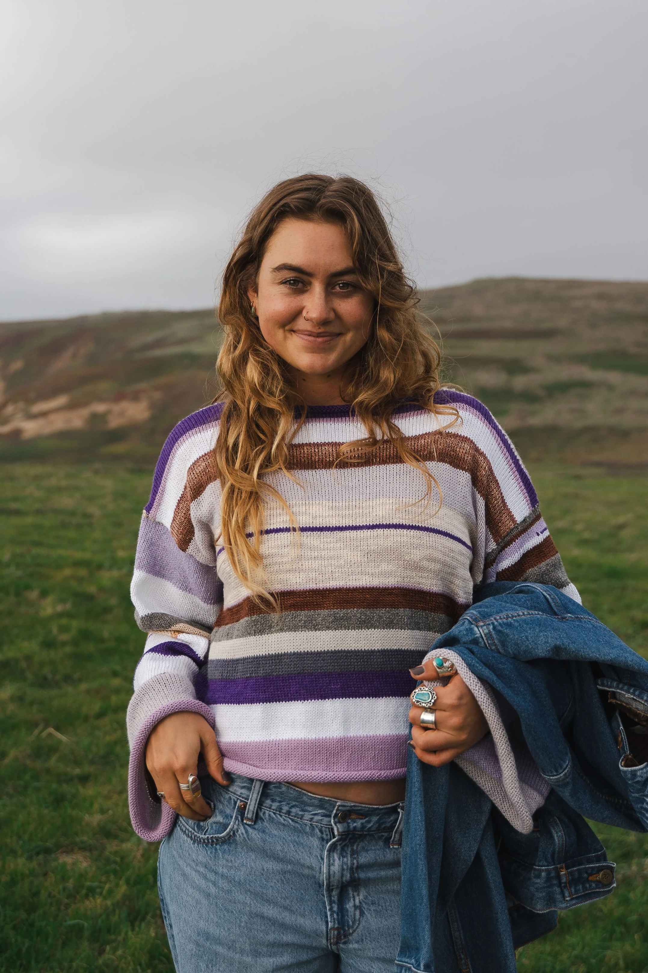 PURPLE MULTICOLOR STRIPE SWEATER 002