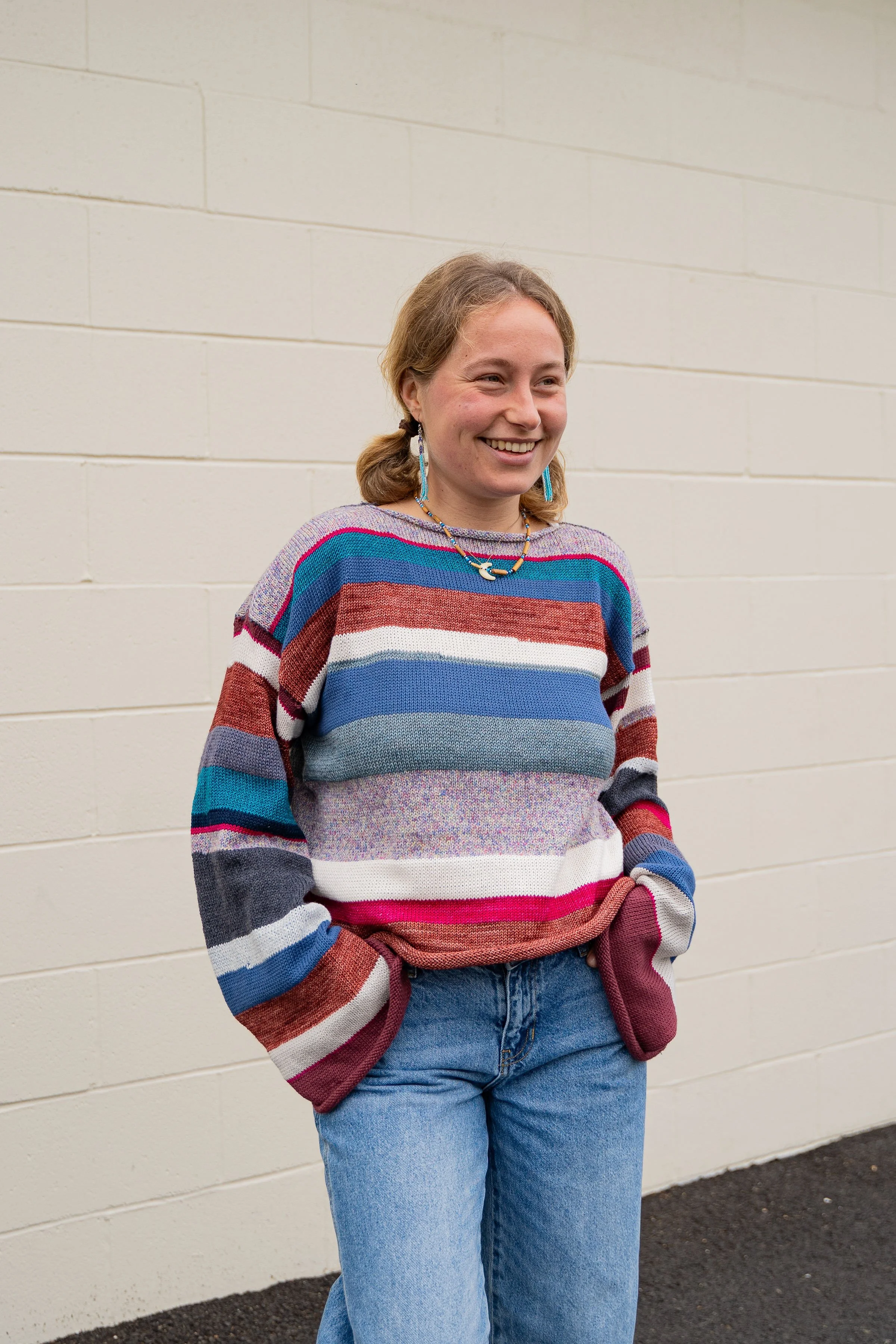 MAROON MULTICOLOR STRIPE SWEATER 001