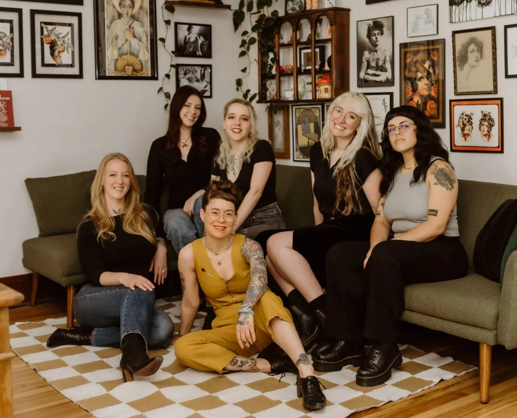 The all woman and queer team at blackbird ink tattoo just outside of boulder Colorado