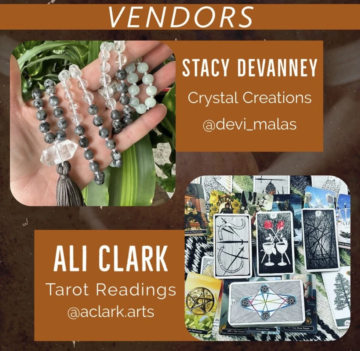 Crystals and tarot readings at blackbird house friday the 13th pop up market 2023