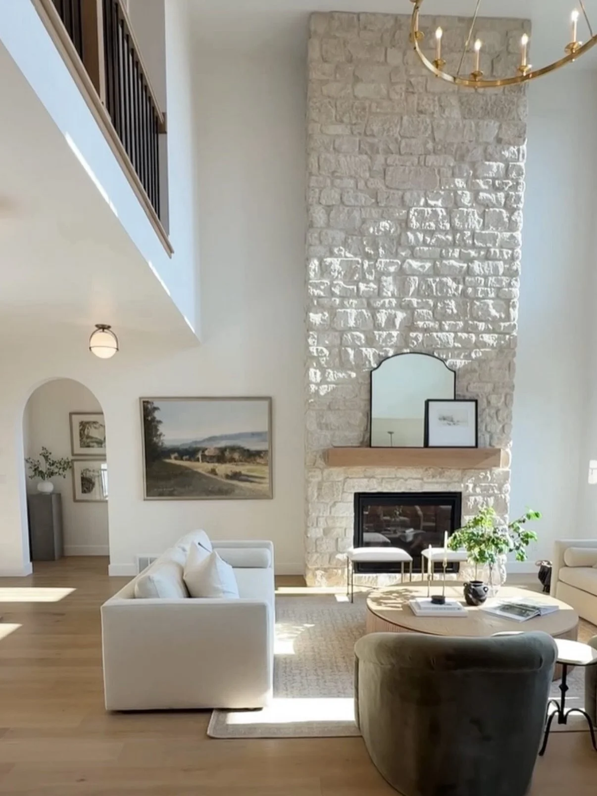 Loving this beautiful home? Comment TOUR and I&rsquo;ll send you the link.

Eric and I decided to add stone to our fireplace, similar to this. Last week part of the install was done and I&rsquo;m so excited to show you more of it in the upcoming week