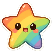 Cute rainbow-colored star-shaped cookie with a smiling face and big eyes