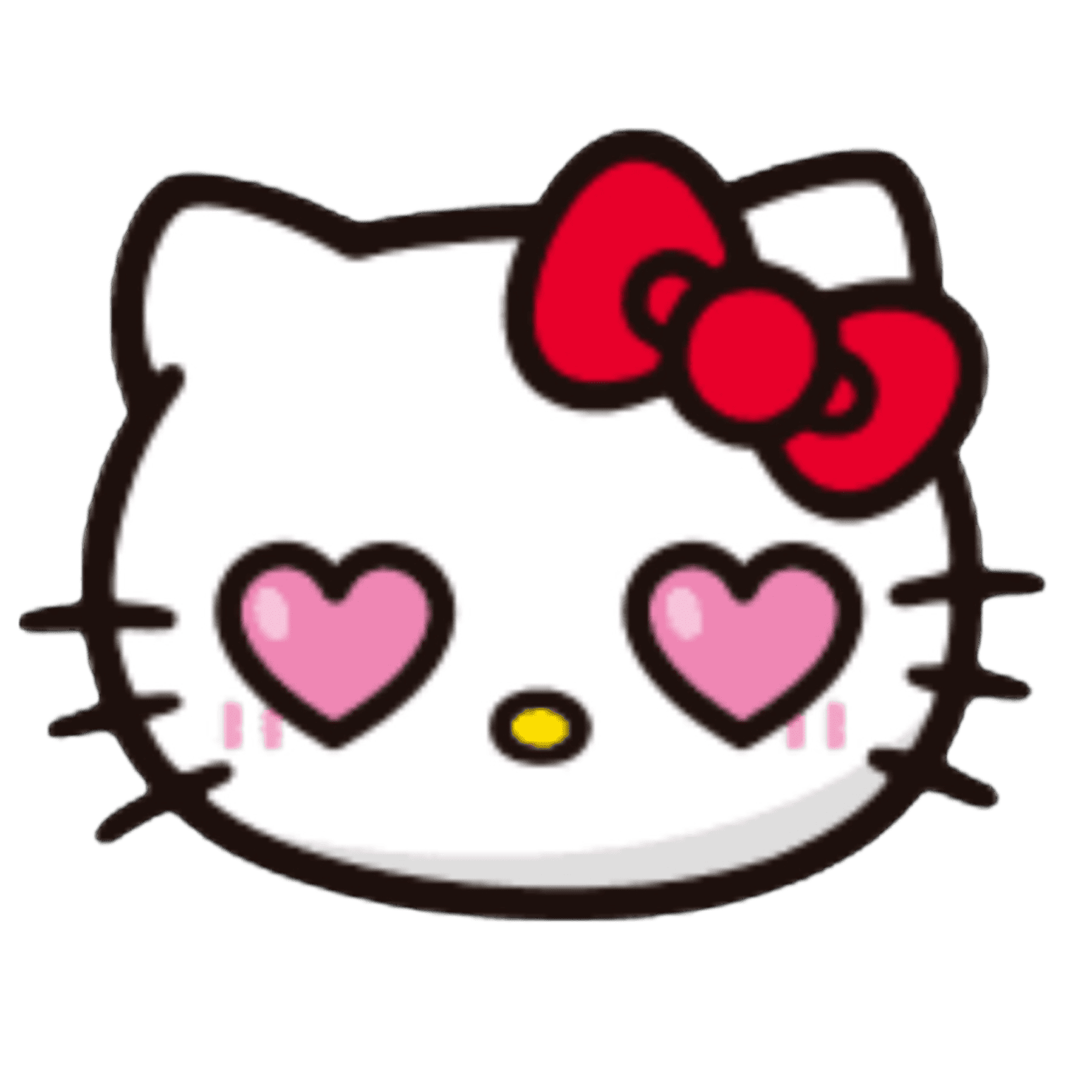 Hello Kitty character with a red bow and heart-shaped eyes.