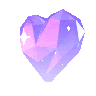 Purple heart-shaped gemstone with a faceted surface.