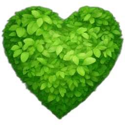 Heart-shaped arrangement of green clover leaves