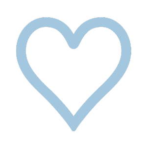 Outline of a heart with a light blue border on a black background.