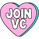 Pink heart with the words 'JOIN VC' in white bold letters