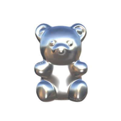 Silver teddy bear figurine