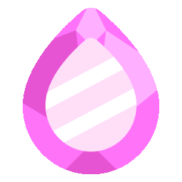 Pink and purple cartoon egg with white stripes.