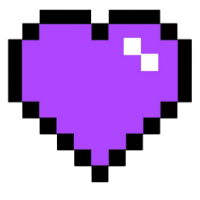 Pixel art image of a purple heart on a black background.