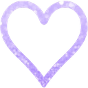 A neon purple heart outlined against a black background.