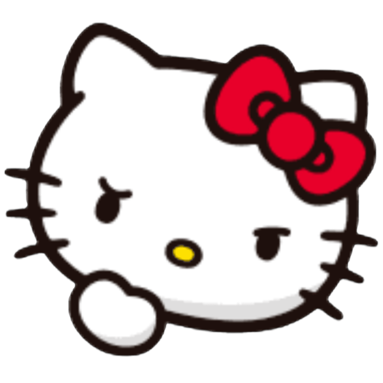 Hello Kitty character with a red bow on her head.