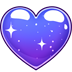 A purple heart with white stars and sparkles inside