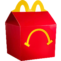 Red McDonald's takeout box with yellow logo and fries visible inside