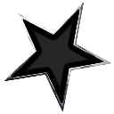 Black star shape outline on a white background