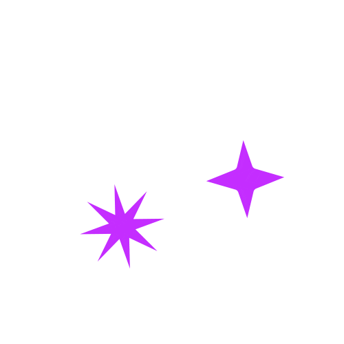 Two purple star-shaped sparkles on a light purple background.