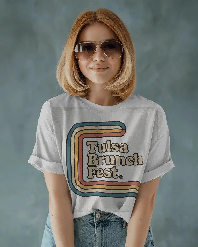 Tulsa Brunch Fest Retro Stripe Tee