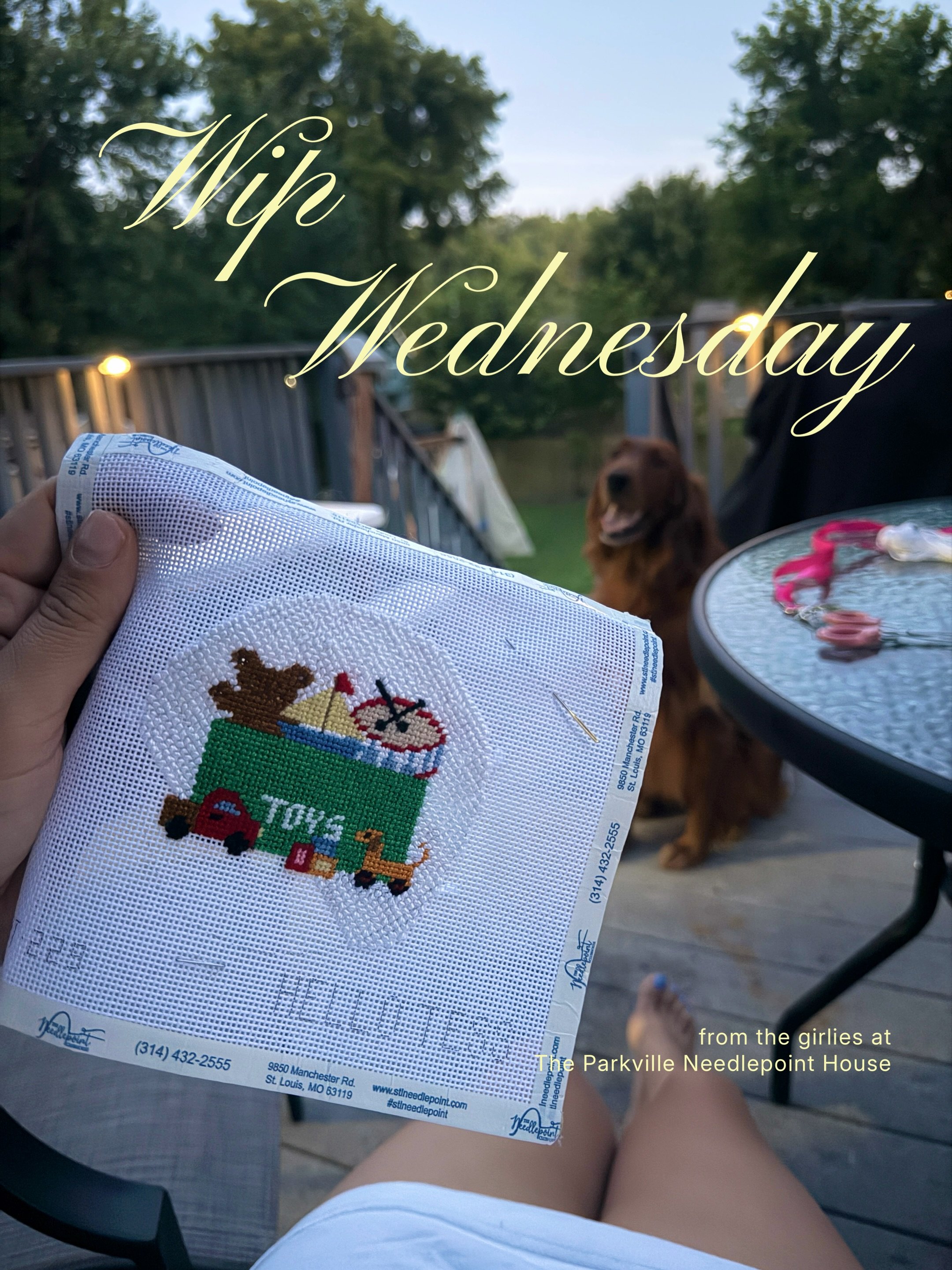 WIP Wednesday from the Parkville Needlepoint gals. Here&rsquo;s what we&rsquo;re stitching our way through during these dog days of summer. ☀️🪡

Tag us&mdash;we love seeing what everyone&rsquo;s working on! 💕