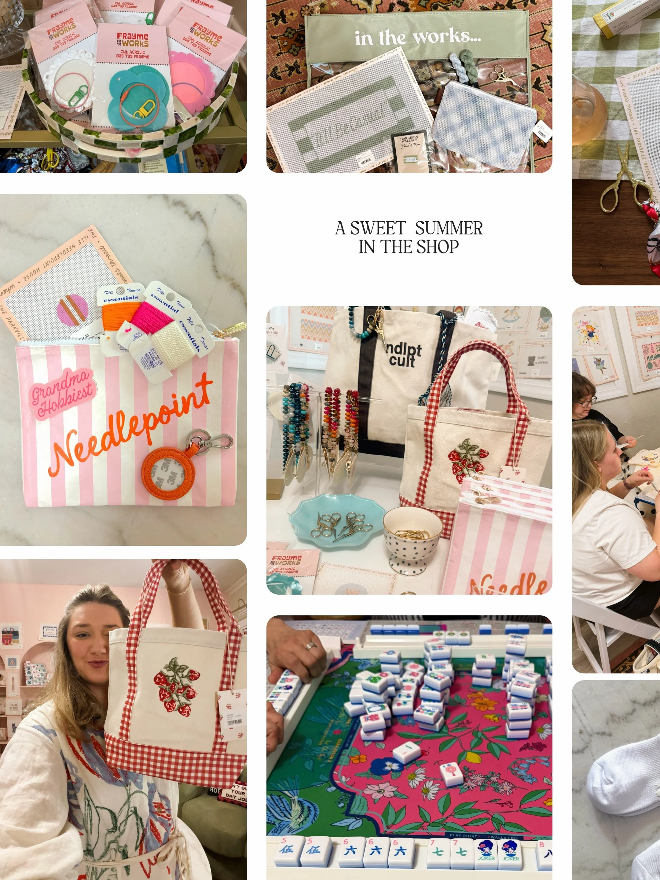 Wrapping up a sweet summer at the little pink house 🍓🎀🪡 Full of stitching, shop days, new friends, and lots of pretty things. Back to school we go, but we&rsquo;re keeping a little bit of summer with us.