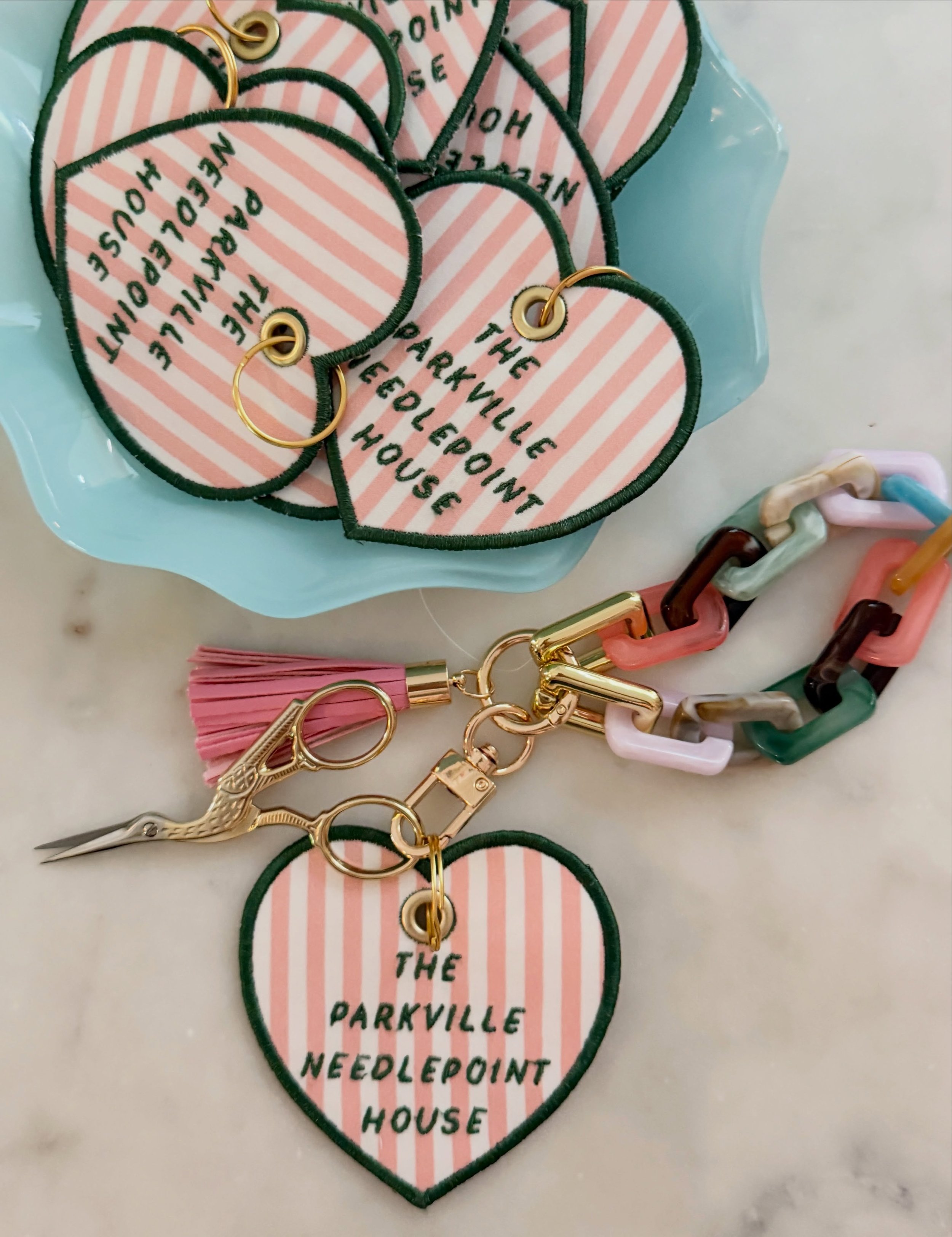 Major heart eyes for these new embroidered PNH tags by our bestie neighbor @shoplarkinhome 💗

Put &rsquo;em on your needlepoint bag, scissors, project pouches + more. Basically, all the things ✨🪡