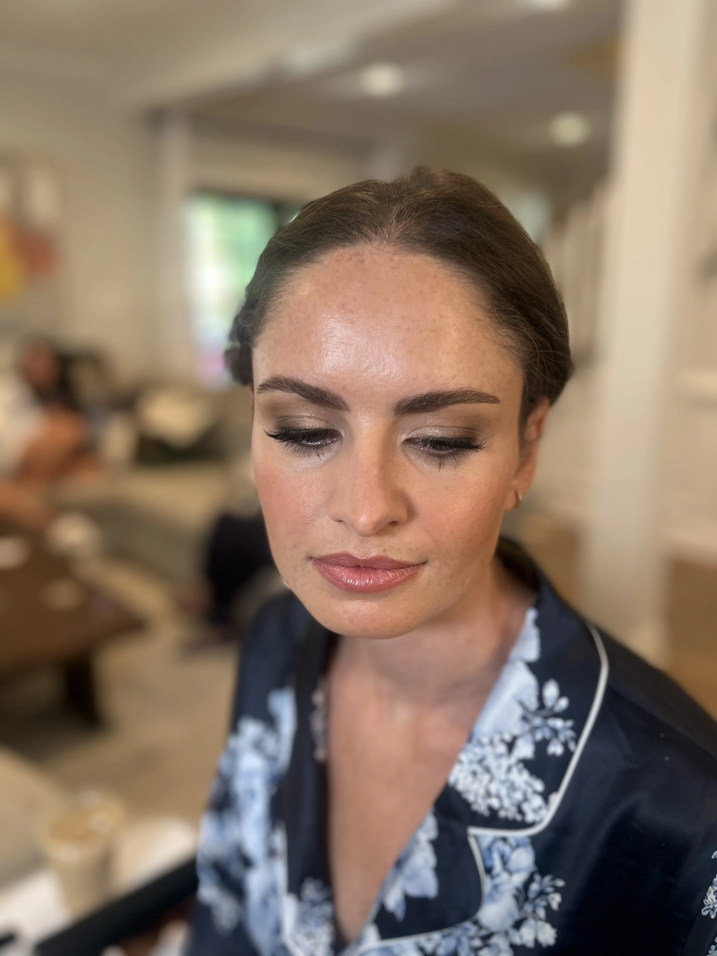 Glowy dewy smokey bridesmaid makeup done by bridal makeup artist in georgia 