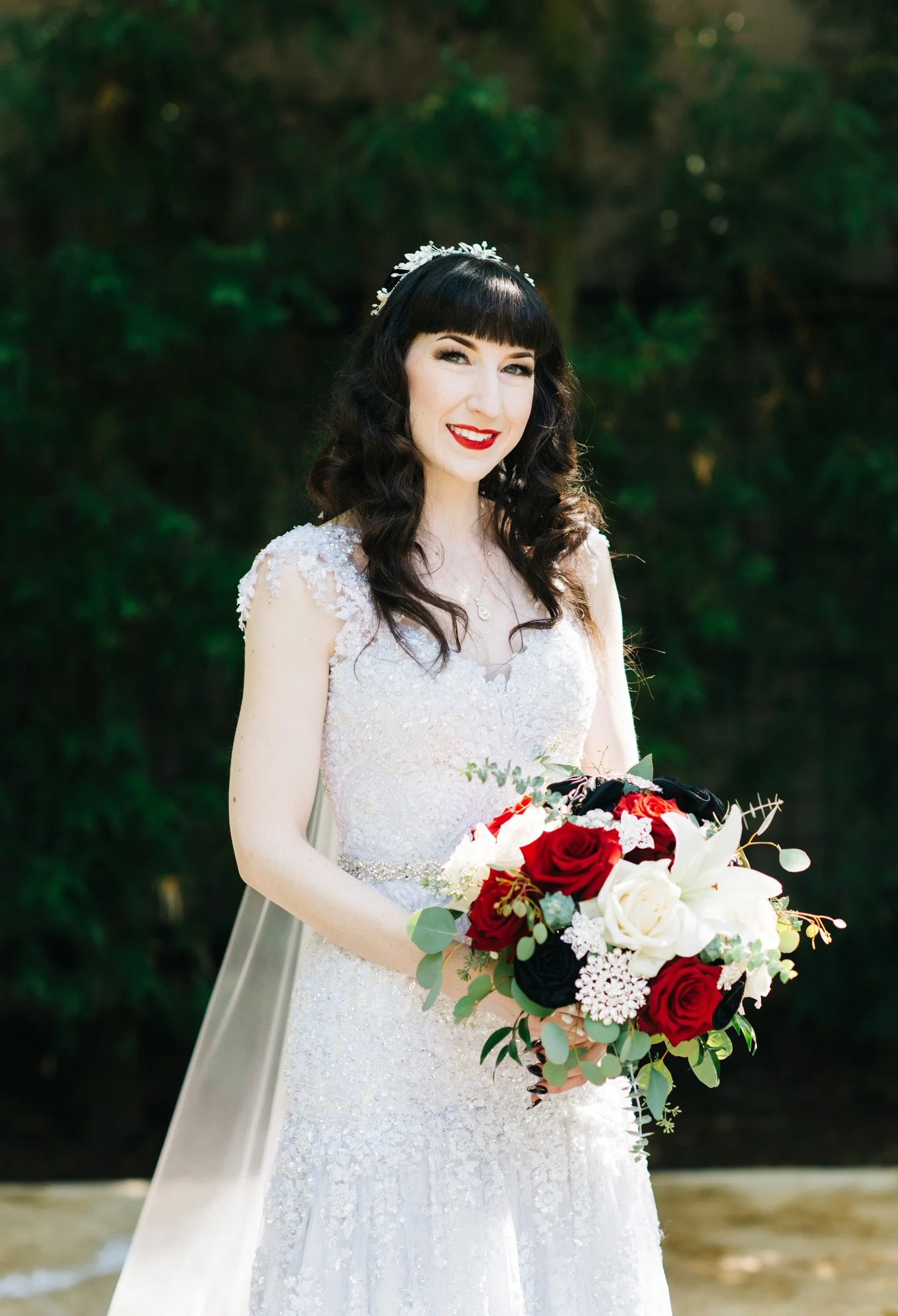 Bride with old hollywood makeup for wedding day done by atlanta metro makeup artist