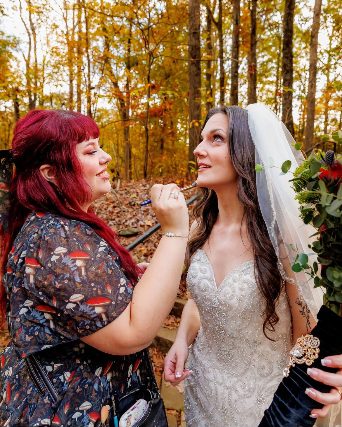 Professional makeup artist in Atlanta applying bridal glam