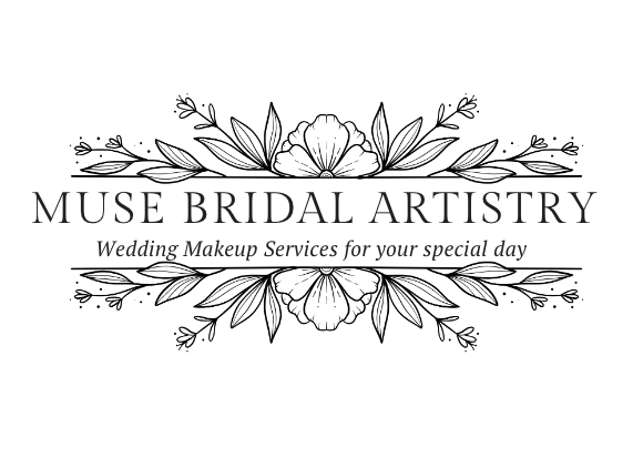 Logo for Muse Bridal Artistry with floral design and text 'Wedding Makeup Services for your special day'. Best Atlanta Bridal makeup.