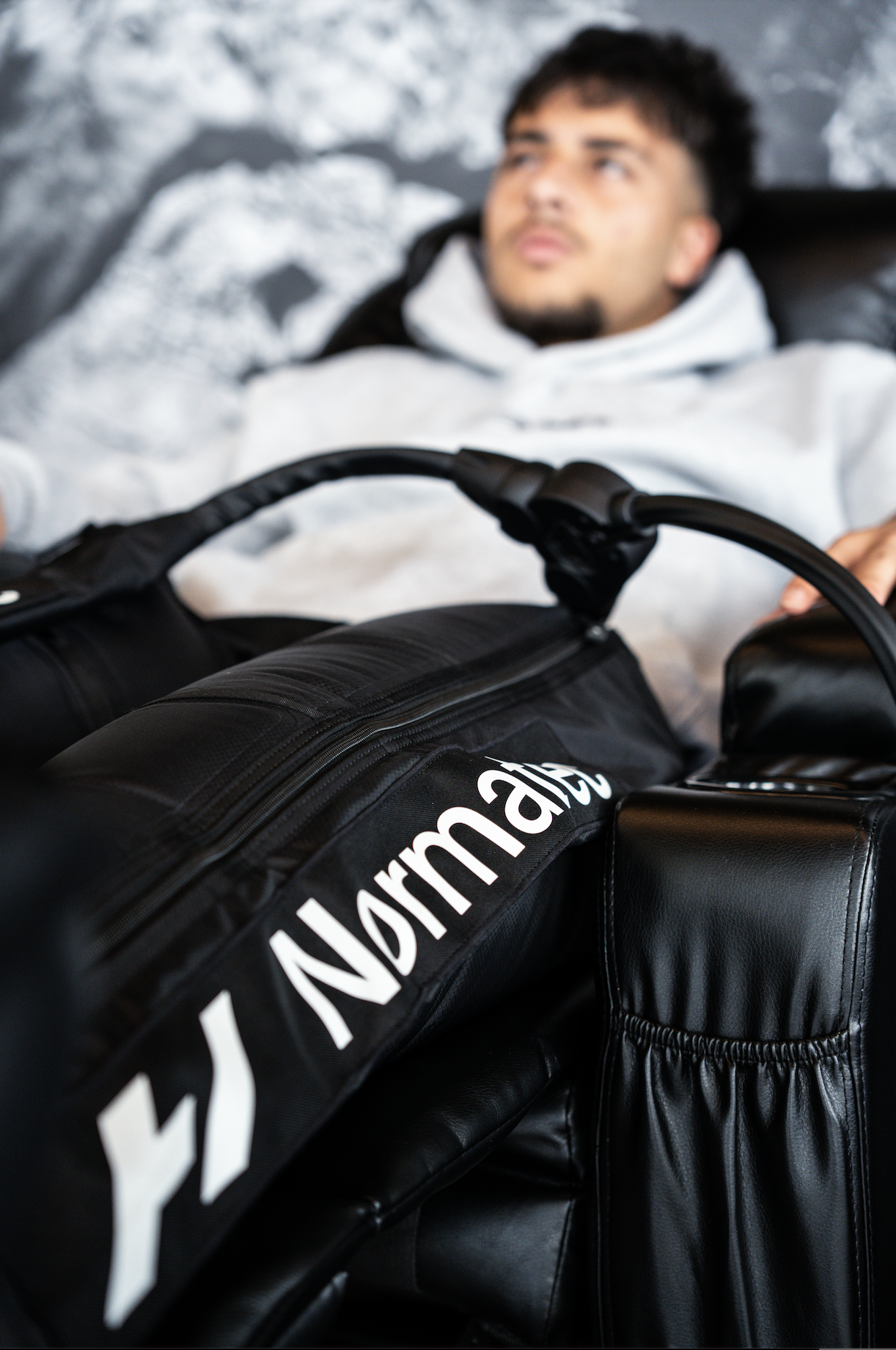 Compression therapy session using recovery boots at Recovery Lab Maribyrnong