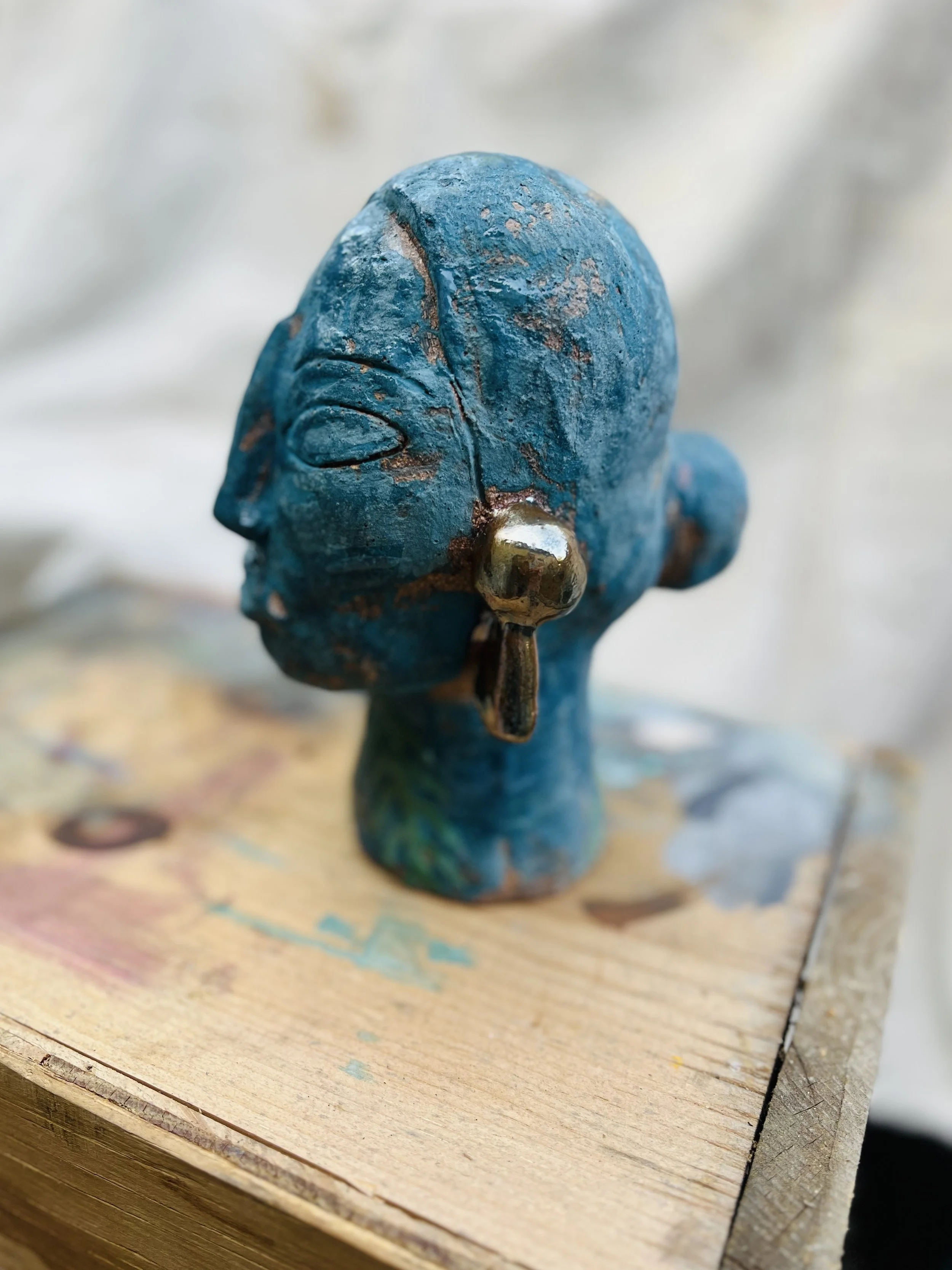 Texotli (Blue Bust 1). 8" x 5.5". Glazed stoneware.