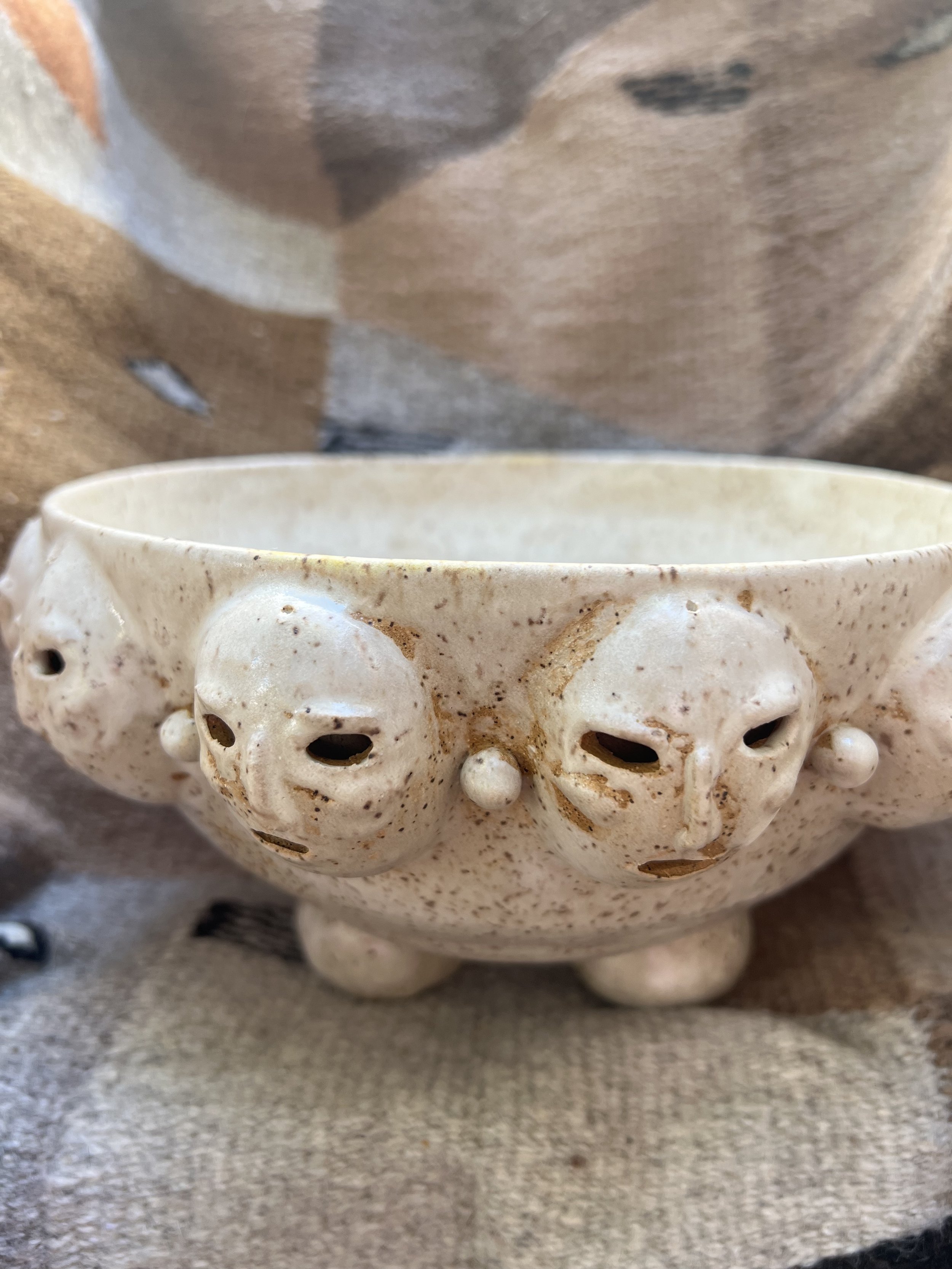 Ancestors Footed Bowl 5" x 15" Glazed stoneware